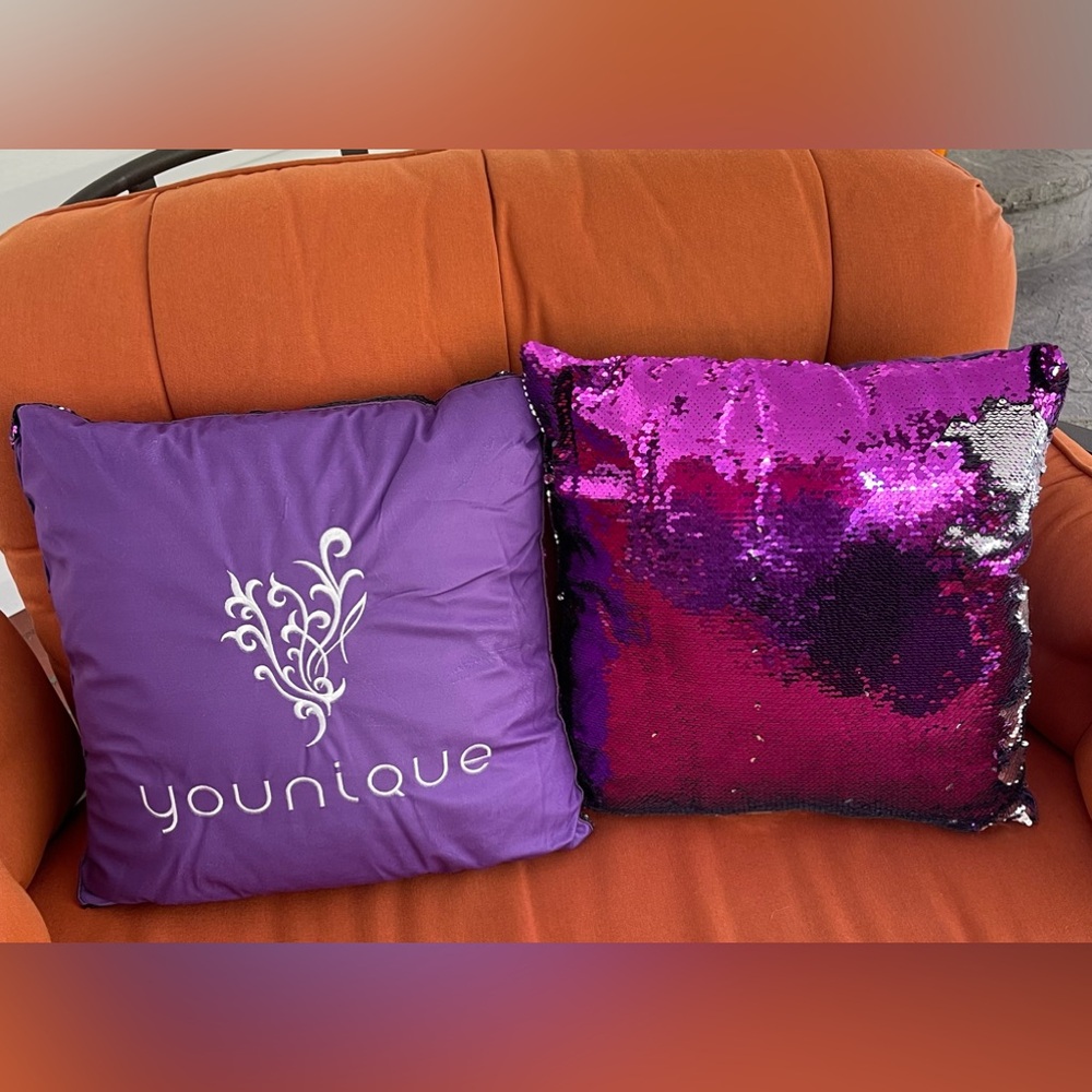 Younique Sequined Purple Decorative Pillows